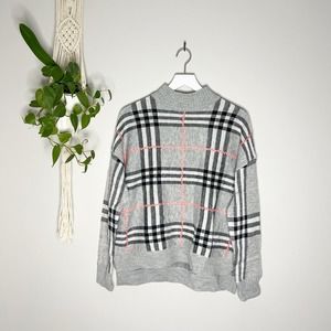 NWOT Cocbleu Buffalo Plaid Mock Neck Sweater (Size S)